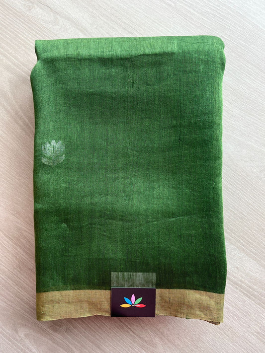 Handwoven Linen Silk Jamdani Saree - 26679