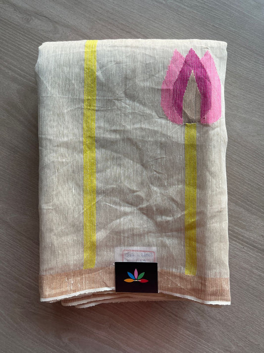 Lotus Tissue Linen Jamdani Saree-26695