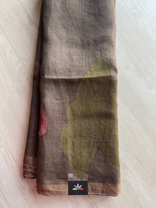 Lotus Tissue Linen Jamdani Saree-26697