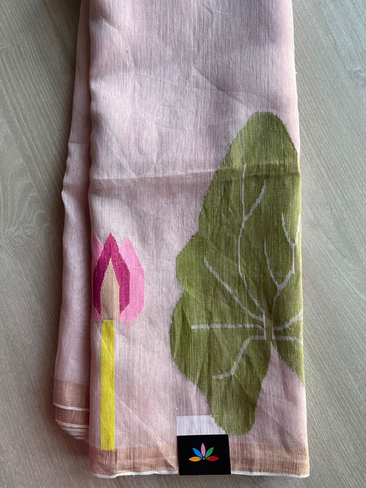 Lotus Tissue Linen Jamdani Saree-26698