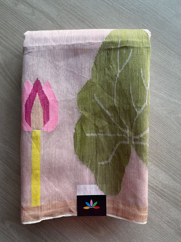 Lotus Tissue Linen Jamdani Saree-26698