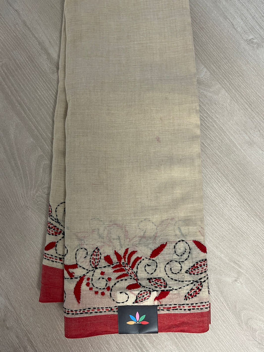 Kantha Stitch Cotton Saree - 26704