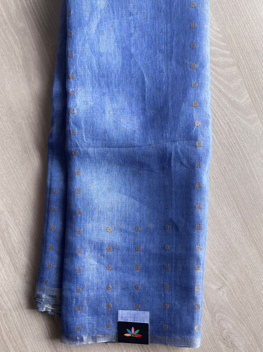 Handwoven Tissue Linen Sequence Jamdani Saree - 26711