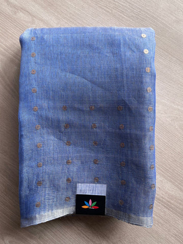 Handwoven Tissue Linen Sequence Jamdani Saree - 26711