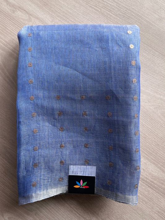 Handwoven Tissue Linen Sequence Jamdani Saree - 26711