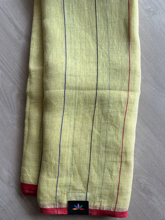 Tissue Linen Saree With Multicolor Pallu - 26712