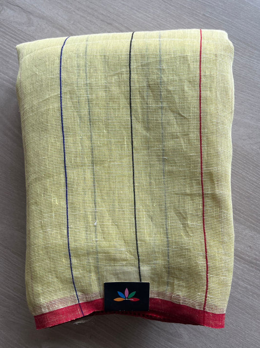 Tissue Linen Saree With Multicolor Pallu - 26712