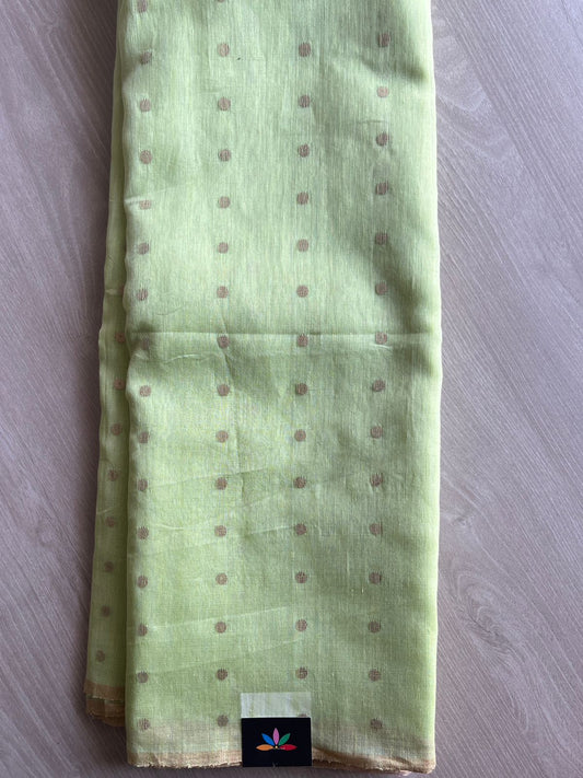 Handwoven Silk Linen Sequin Work Jamdani Saree  - 26717