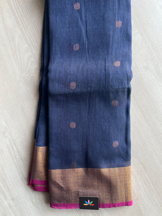 Handloom Linen Jamdani Saree - 26714