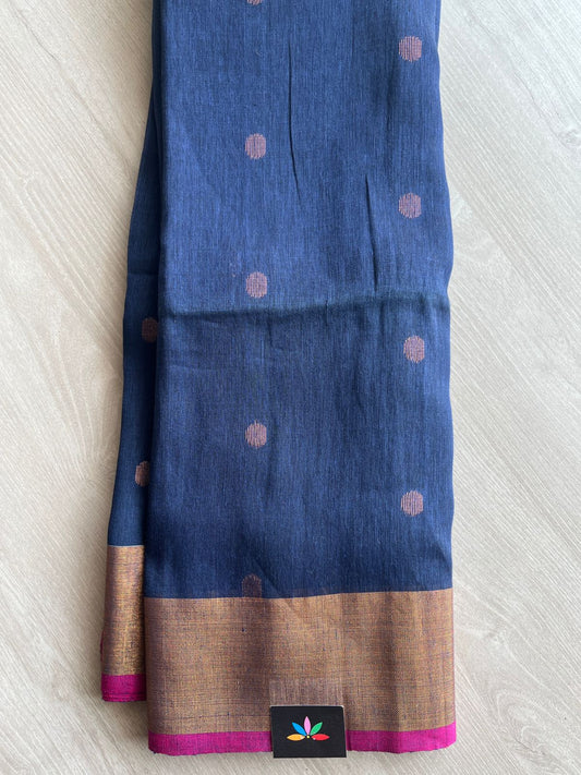 Handloom Linen Jamdani Saree - 26714