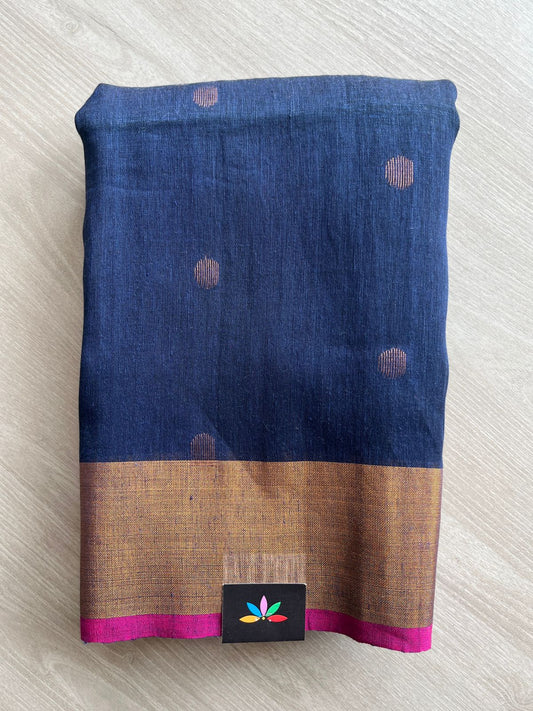 Handloom Linen Jamdani Saree - 26714