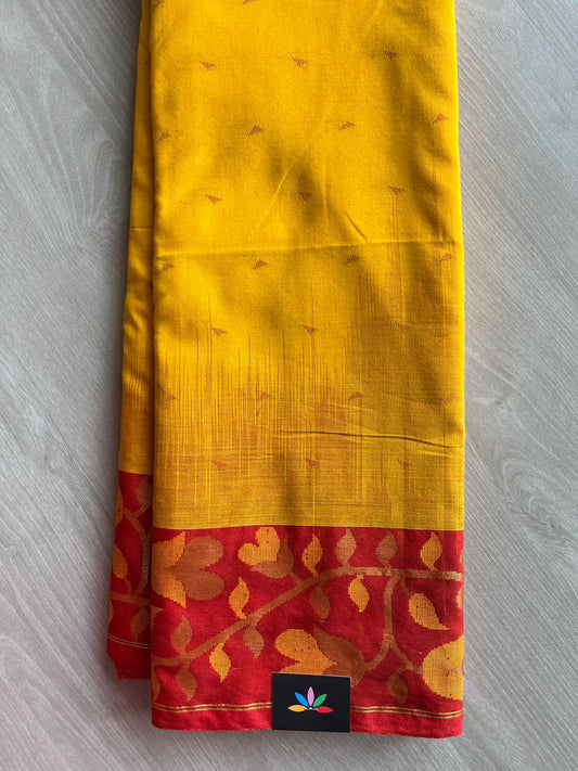 Contrast Floral Border Handloom Cotton Saree-26762