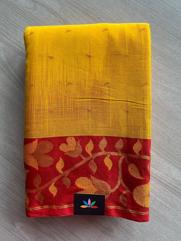 Contrast Floral Border Handloom Cotton Saree-26762
