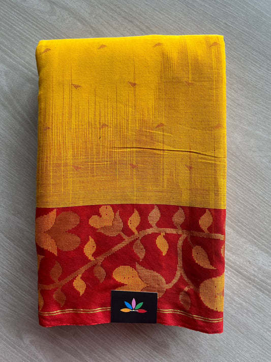 Contrast Floral Border Handloom Cotton Saree-26762