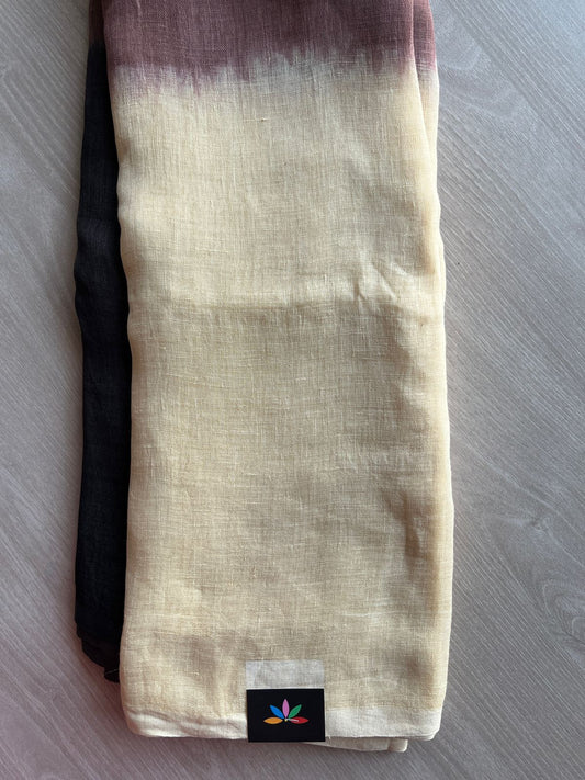 Handloom Multicolour Fine Linen Saree -26769