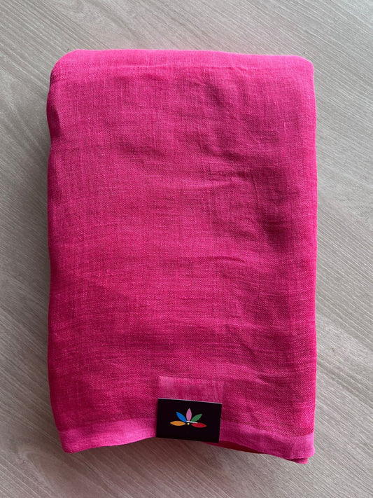 Handloom Multicolour Fine Linen Saree -26770