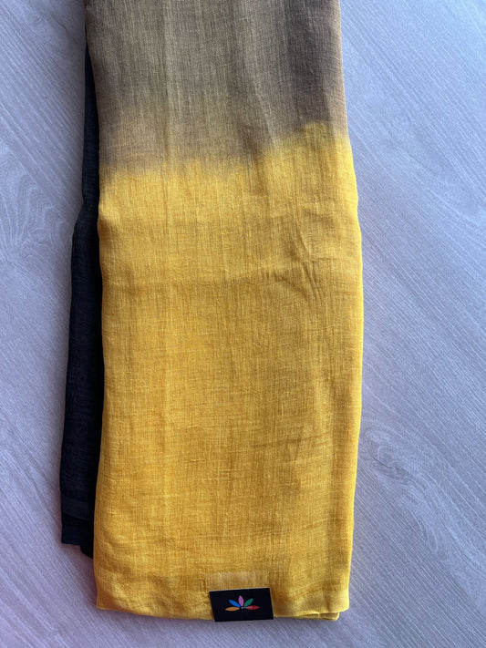 Handloom Multicolour Fine Linen Saree -26771