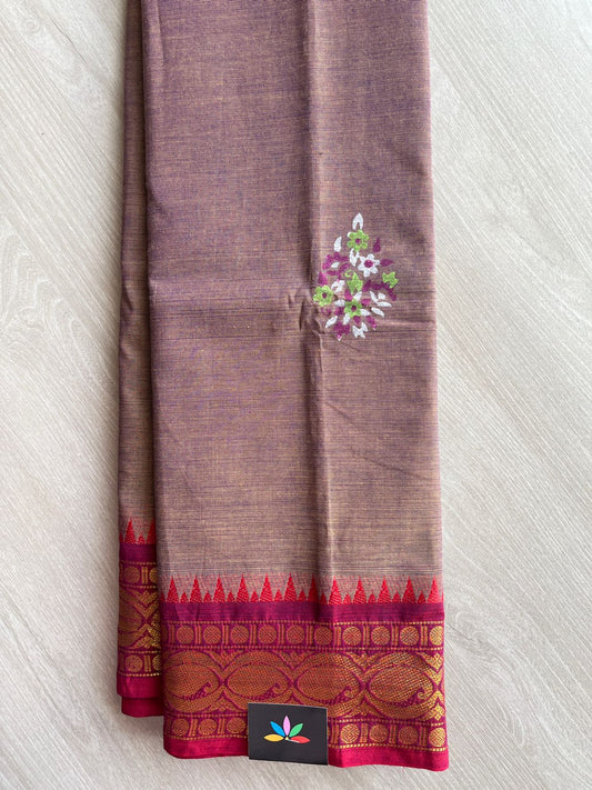 Handblock Block Printed Chettinad Cotton Saree (Without blouse) - 26846