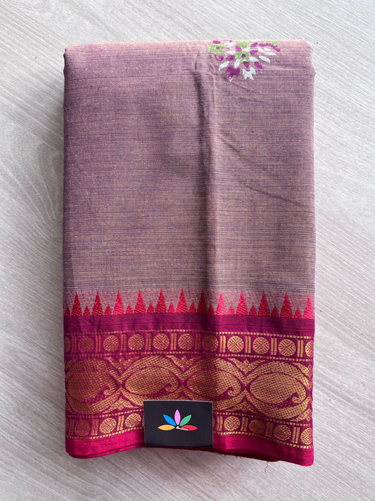 Handblock Block Printed Chettinad Cotton Saree (Without blouse) - 26846
