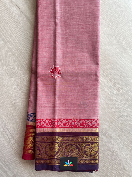 Handblock Block Printed Chettinad Cotton Saree (Without blouse) - 26847