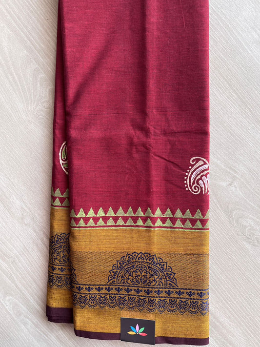Handblock Block Printed Chettinad Cotton Saree - 26849