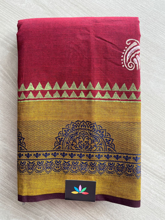 Handblock Block Printed Chettinad Cotton Saree - 26849