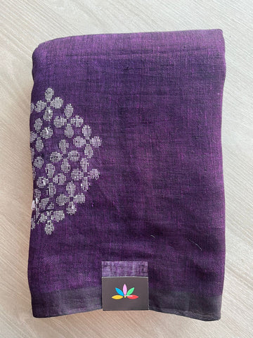 Floral Weave Linen Jamdani Saree- 26853