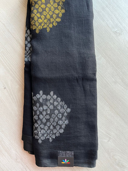 Floral Weave Linen Jamdani Saree- 26854