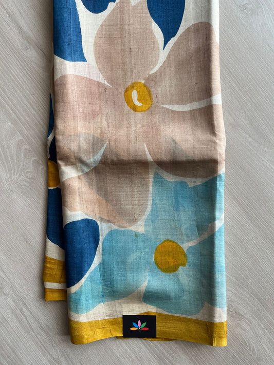 Hand painted Desi Tussar Silk Saree - 26855