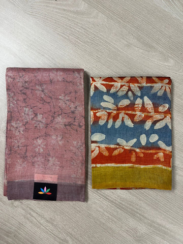 Hand painted Desi Tussar 2 Piece Unstitched Suit - 26856