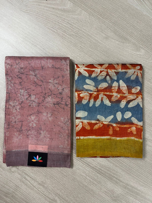 Hand painted Desi Tussar 2 Piece Unstitched Suit - 26856