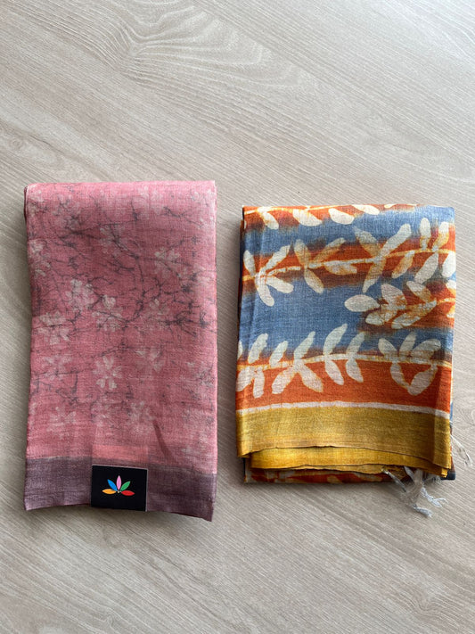 Hand painted Desi Tussar 2 Piece Unstitched Suit - 26856