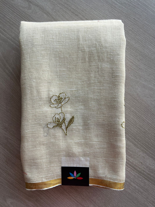 Exclusive Embroidered Linen Saree -26918-26919