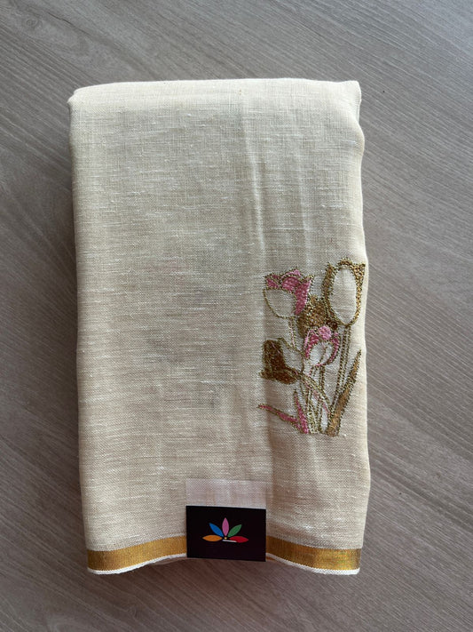 Exclusive Embroidered Linen Saree -26920-26921