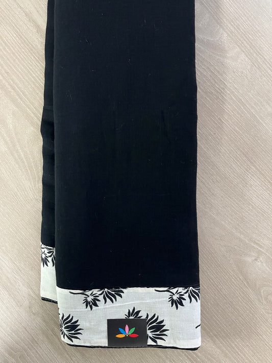 Mul Cotton Saree with Patch work Border ( Without Blouse )- 26985