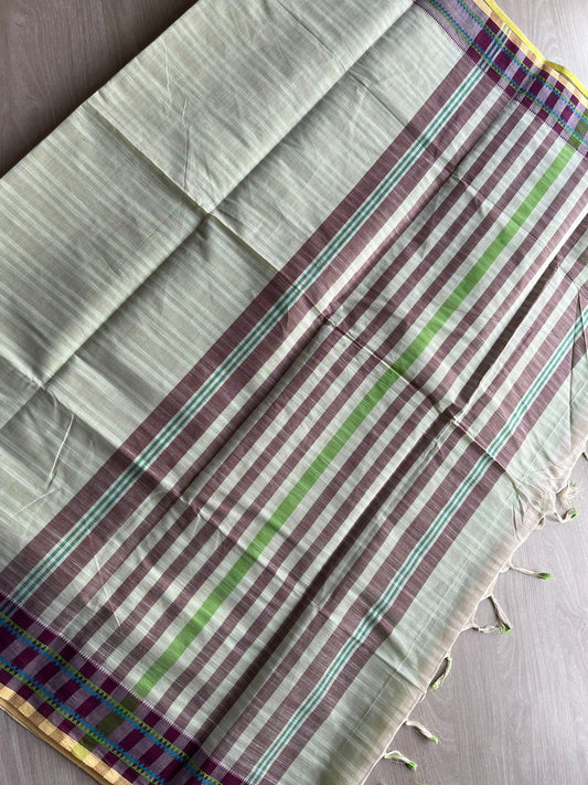 Contrast Border Cotton Saree -27042