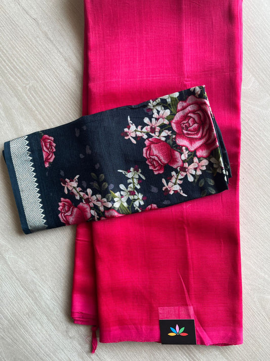 Handloom Mangalagiri Silk Cotton Saree with Digital Printed Blouse Fabric -27061