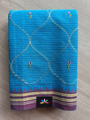 Machine Embroidered Cotton Saree- 27066