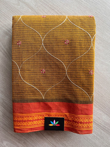 Machine Embroidered Cotton Saree- 27069