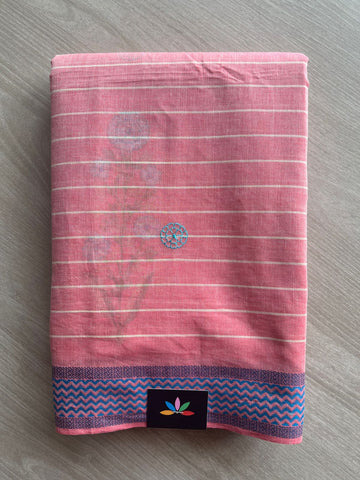 Machine Embroidered Cotton Saree- 27073