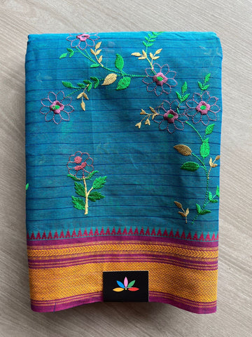 Machine Embroidered Cotton Saree- 27074