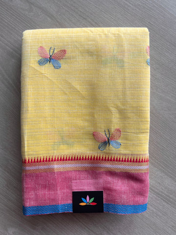 Machine Embroidered Cotton Saree- 27076