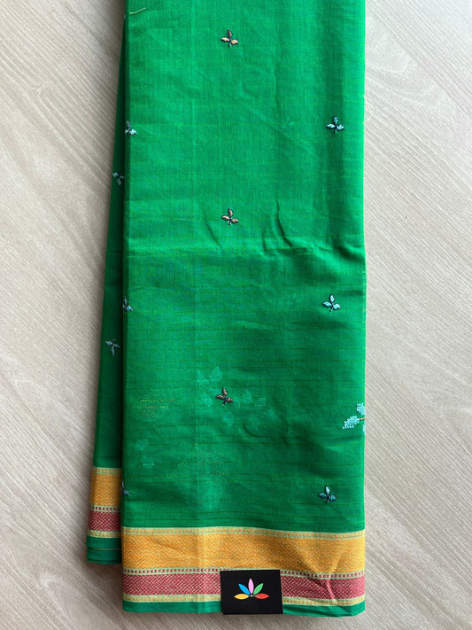 Machine Embroidered Cotton Saree- 27077