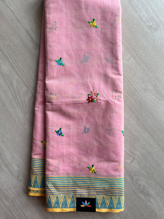 Machine Embroidered Cotton Saree- 27078