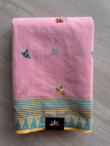 Machine Embroidered Cotton Saree- 27078