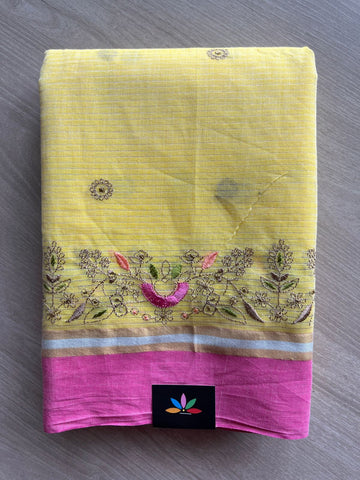 Machine Embroidered Cotton Saree- 27079