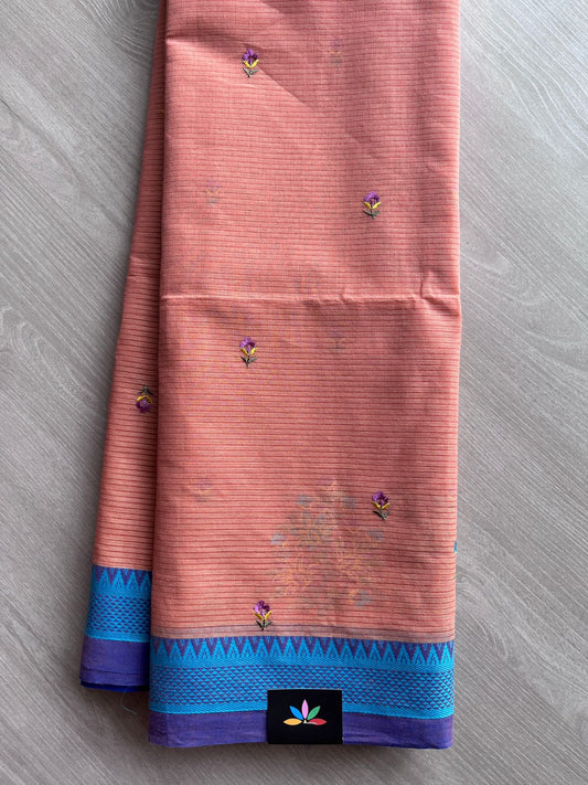 Machine Embroidered Cotton Saree- 27081