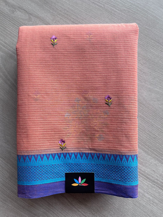 Machine Embroidered Cotton Saree- 27081