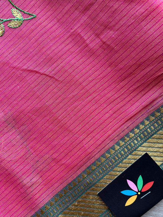Machine Embroidered Cotton Saree- 27083
