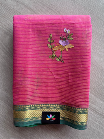 Machine Embroidered Cotton Saree- 27083